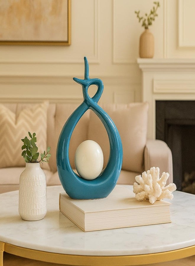 اكستور تمثال حلزوني جميل من السيراميك من إكستوري لتزيين المنزل (عبوة من قطعة واحدة، لون سماوي) - Image 1